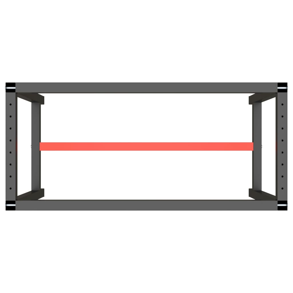 vidaXL Work Bench Frame Matte Black and Matte Red 110x50x79 cm Metal
