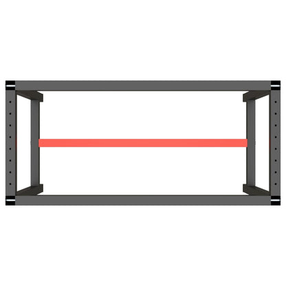 vidaXL Work Bench Frame Matte Black and Matte Red 110x50x79 cm Metal