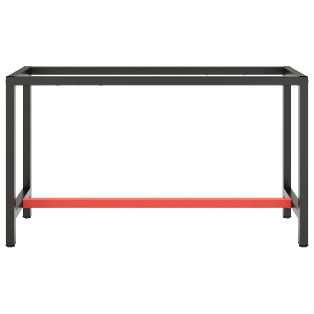 vidaXL Work Bench Frame Matte Black and Matte Red 140x50x79 cm Metal