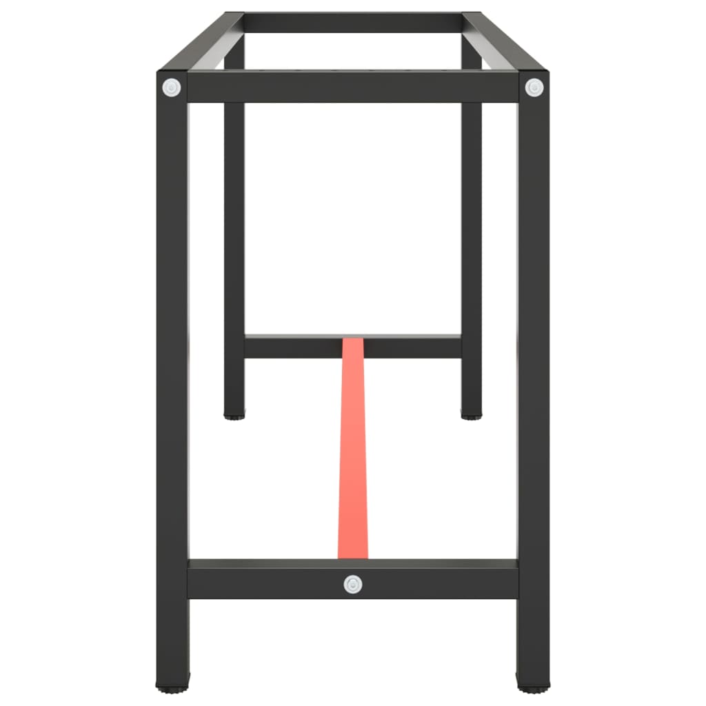vidaXL Work Bench Frame Matte Black and Matte Red 140x50x79 cm Metal