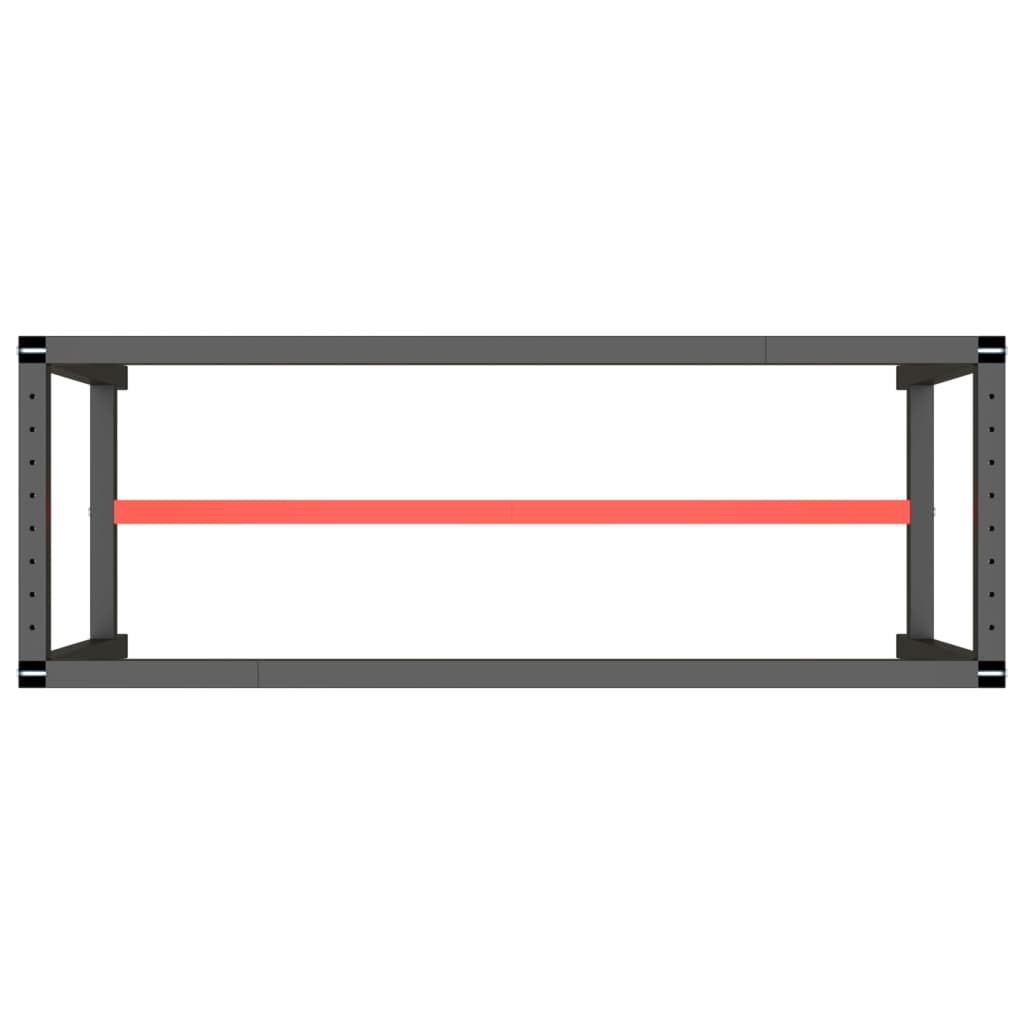 vidaXL Work Bench Frame Matte Black and Matte Red 140x50x79 cm Metal