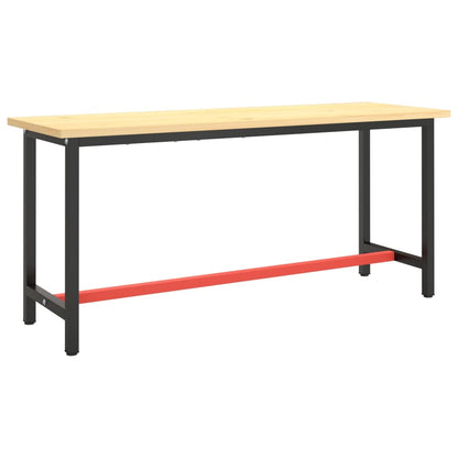 vidaXL Work Bench Frame Matte Black and Matte Red 170x50x79 cm Metal