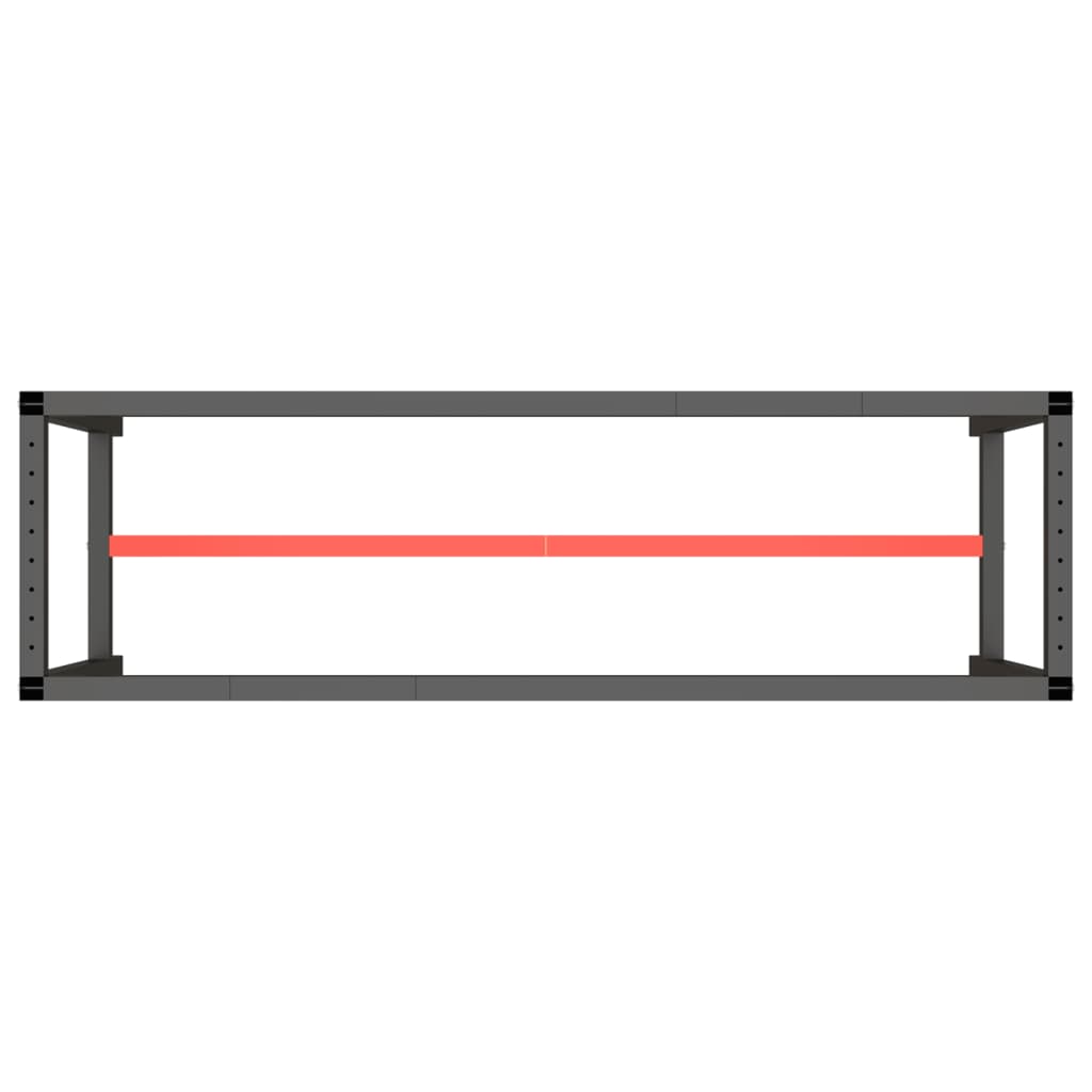 vidaXL Work Bench Frame Matte Black and Matte Red 170x50x79 cm Metal