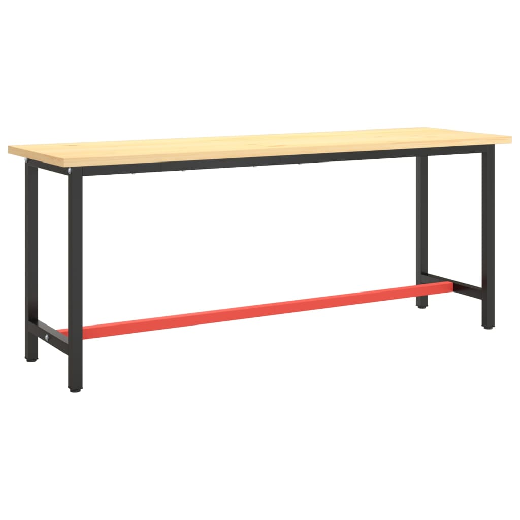 vidaXL Work Bench Frame Matte Black and Matte Red 190x50x79 cm Metal