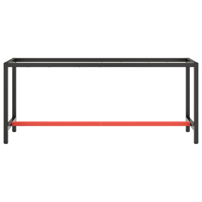 vidaXL Work Bench Frame Matte Black and Matte Red 190x50x79 cm Metal