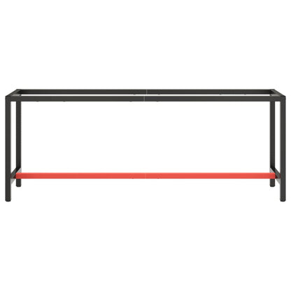 vidaXL Work Bench Frame Matte Black and Matte Red 210x50x79 cm Metal