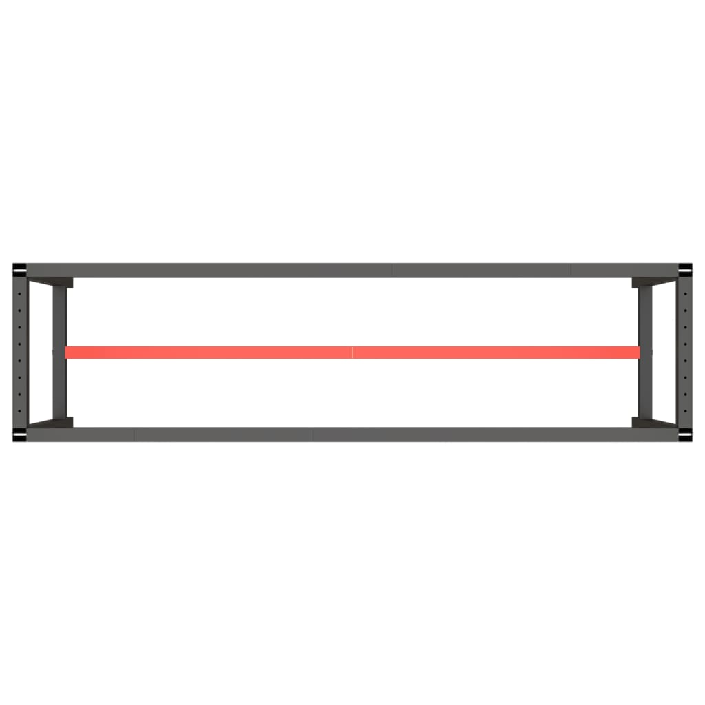 vidaXL Work Bench Frame Matte Black and Matte Red 210x50x79 cm Metal