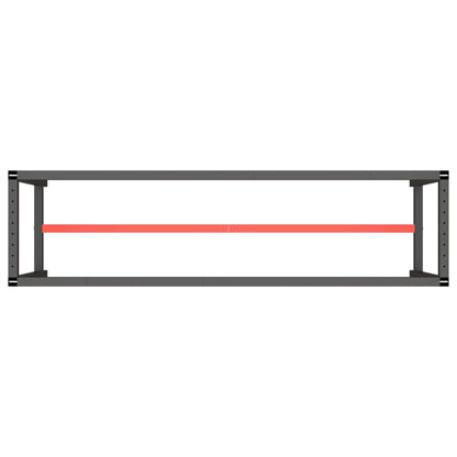 vidaXL Work Bench Frame Matte Black and Matte Red 210x50x79 cm Metal