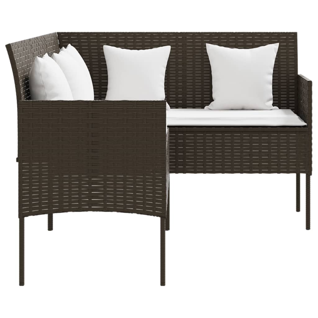 vidaXL 5 Piece L-shaped Couch Sofa Set with Cushions Poly Rattan Brown