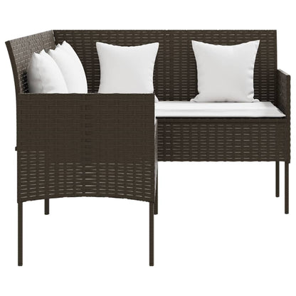 vidaXL 5 Piece L-shaped Couch Sofa Set with Cushions Poly Rattan Brown