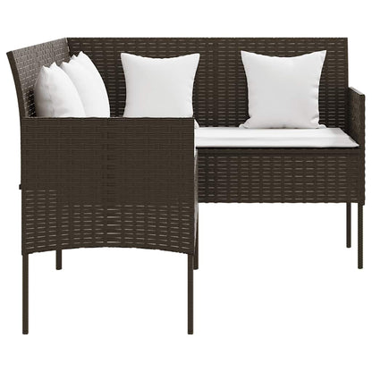 vidaXL 5 Piece L-shaped Couch Sofa Set with Cushions Poly Rattan Brown