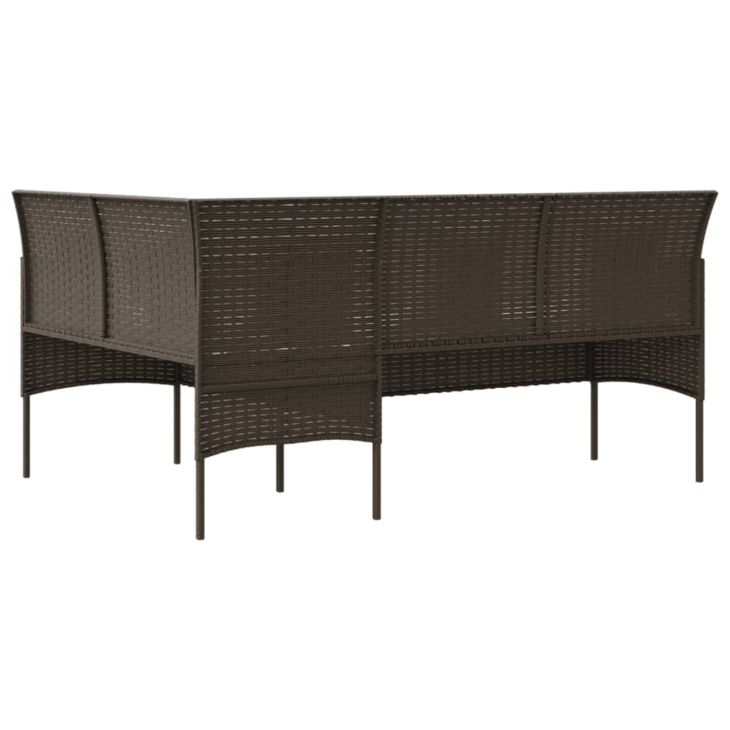 vidaXL 5 Piece L-shaped Couch Sofa Set with Cushions Poly Rattan Brown