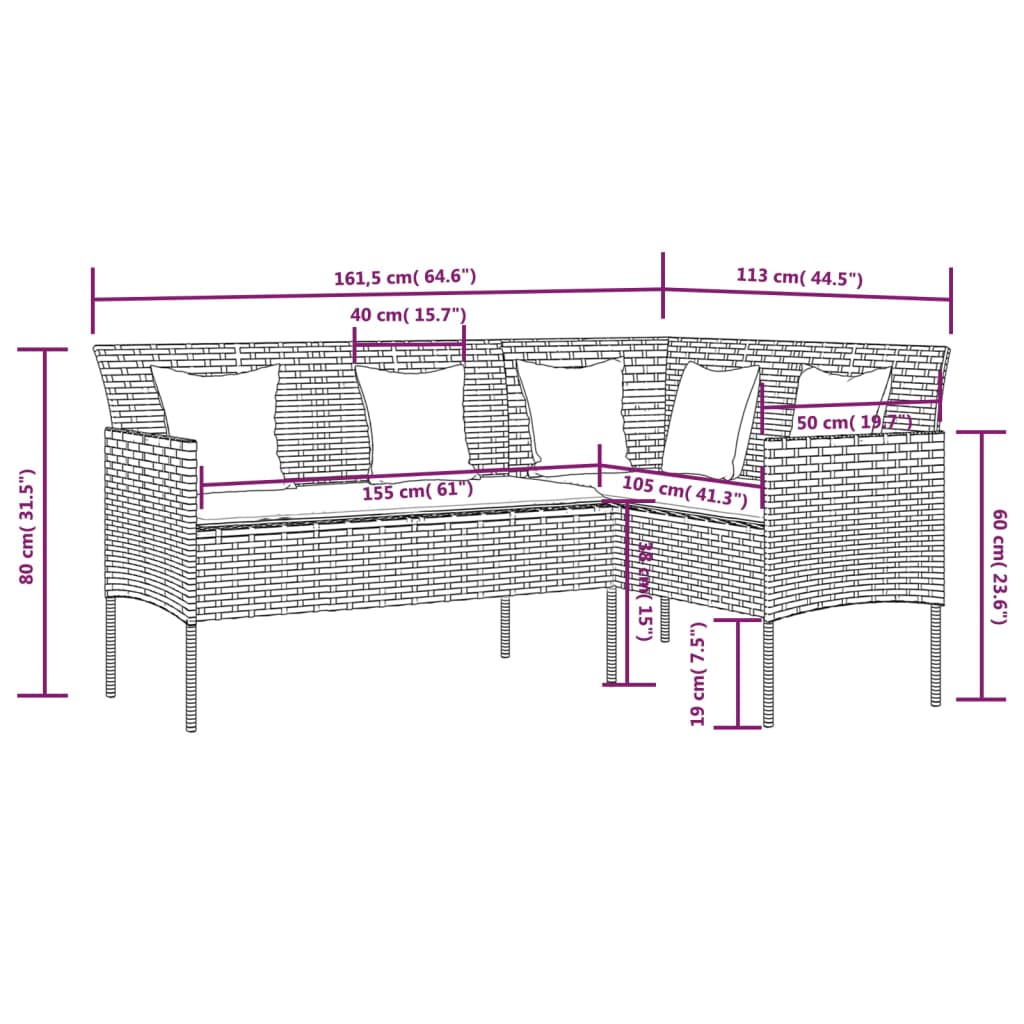 vidaXL Couch Sofa Set | Black, Cream White