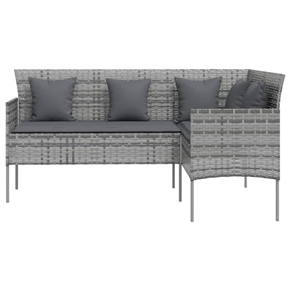 vidaXL 5 Piece L-shaped Couch Sofa Set with Cushions Poly Rattan Grey
