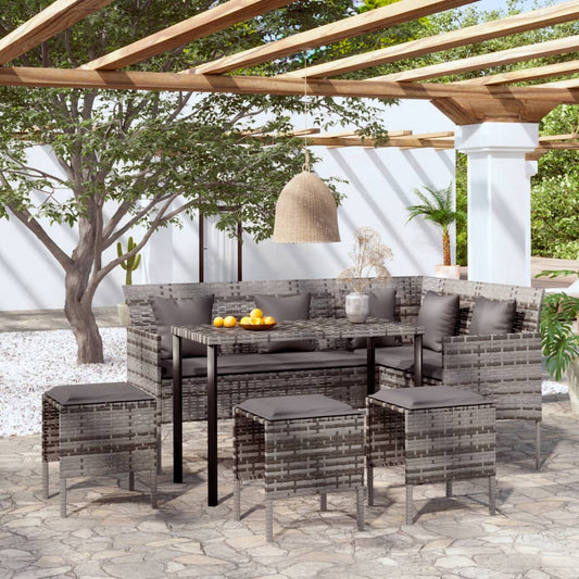vidaXL Couch Sofa Set | Grey | PE Rattan | Large | Modular | Couch Sofa Set