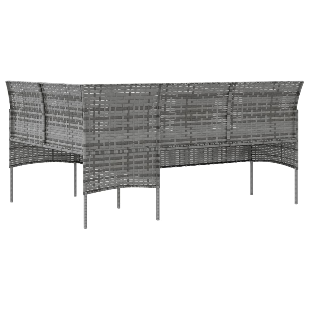 vidaXL L-shaped Couch Sofa with Cushions Poly Rattan Grey