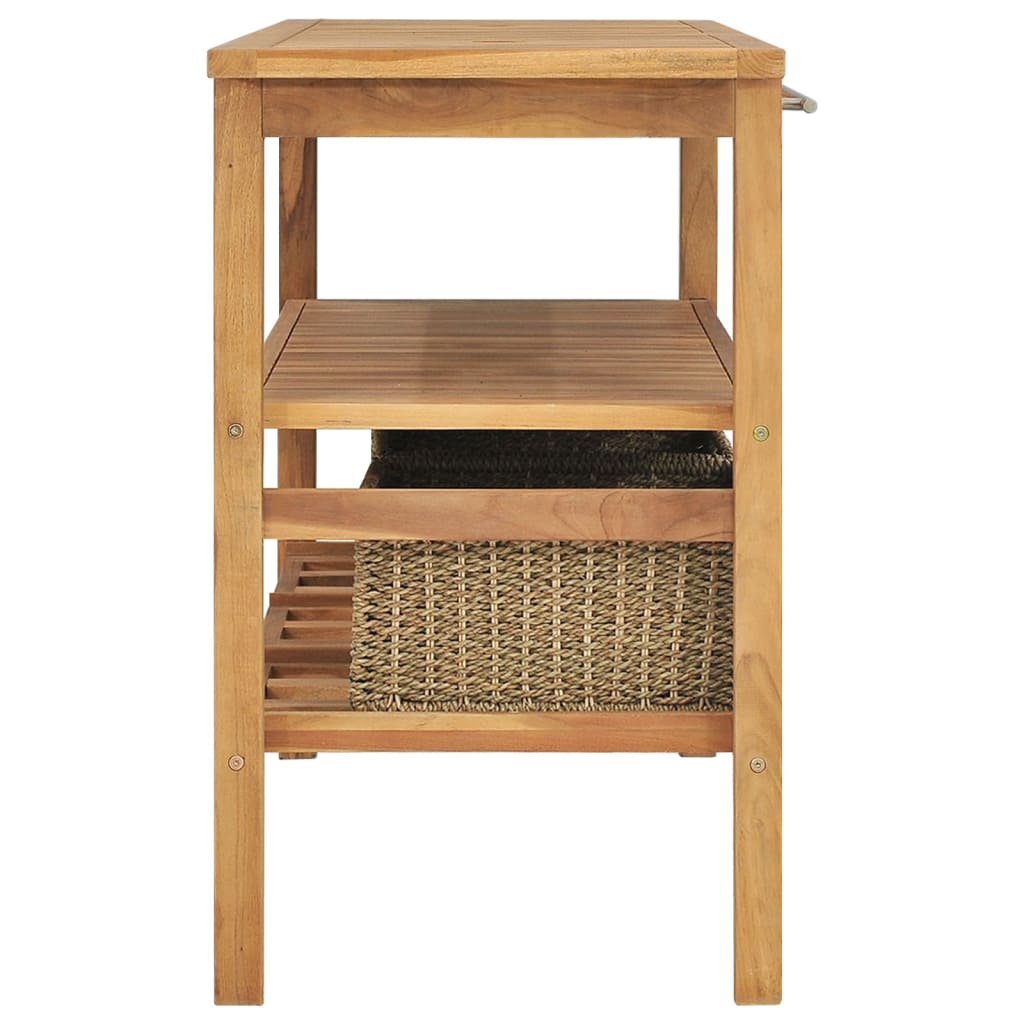 vidaXL Bathroom Vanity Cabinet with 3 Baskets Solid Wood Teak 132x45x75 cm