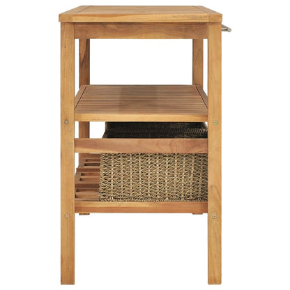 vidaXL Bathroom Vanity Cabinet with 3 Baskets Solid Wood Teak 132x45x75 cm