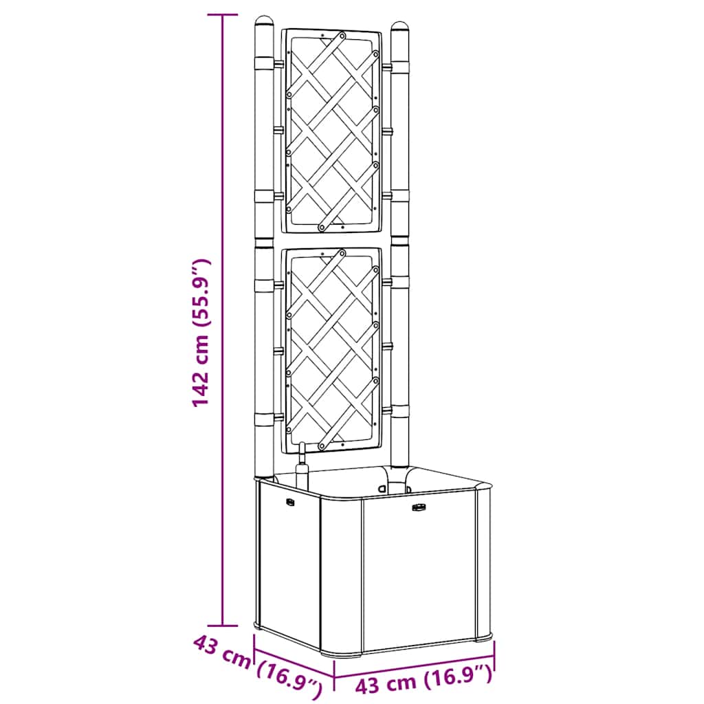vidaXL Garden Raised Bed with Trellis and Self Watering System Grey