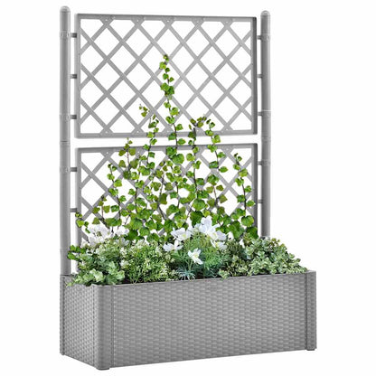 vidaXL Garden Raised Bed with Trellis and Self Watering System Grey