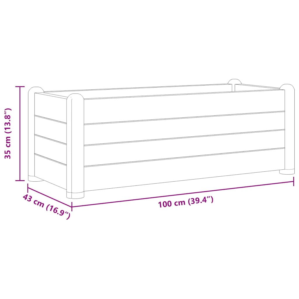vidaXL Garden Raised Bed PP Stone Grey 100x43x35 cm