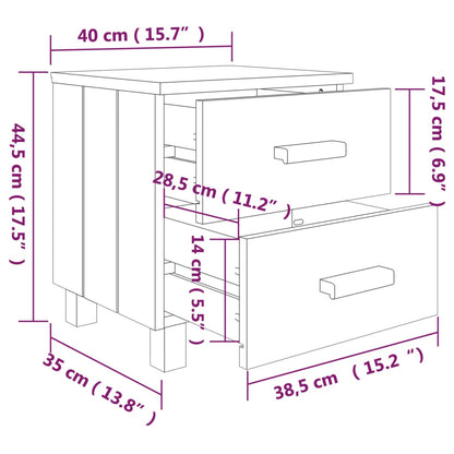 vidaXL Bedside Cabinets HAMAR 2 pcs Light Grey 40x35x44.5cm Solid Wood