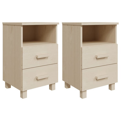 vidaXL Bedside Cabinet | Set of 2 | Honey brown | Solid pinewood, MDF