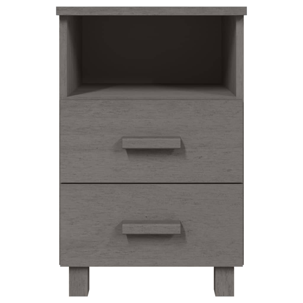 vidaXL Bedside Cabinets HAMAR 2 pcs Light Grey 40x35x62 cm Solid Wood