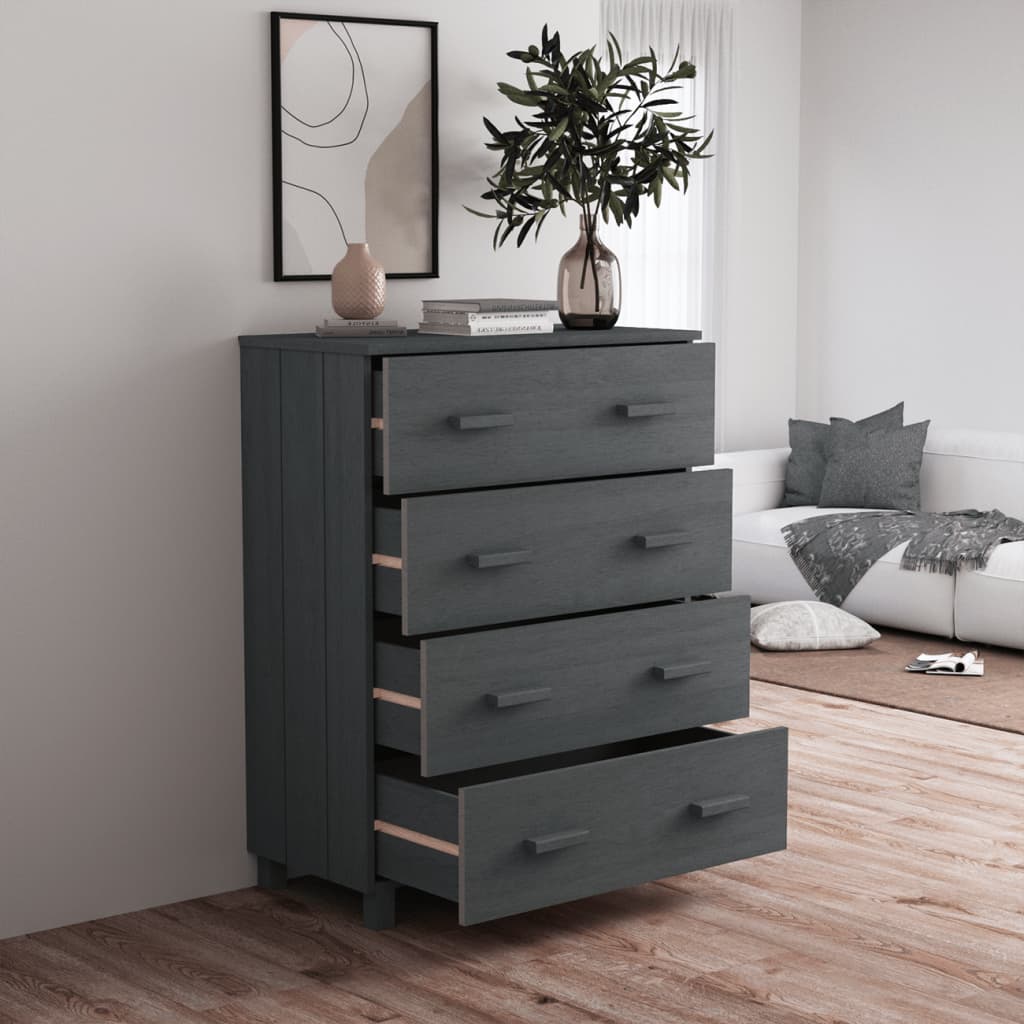 vidaXL Sideboard HAMAR Dark Grey 79x40x103.5 cm Solid Wood Pine