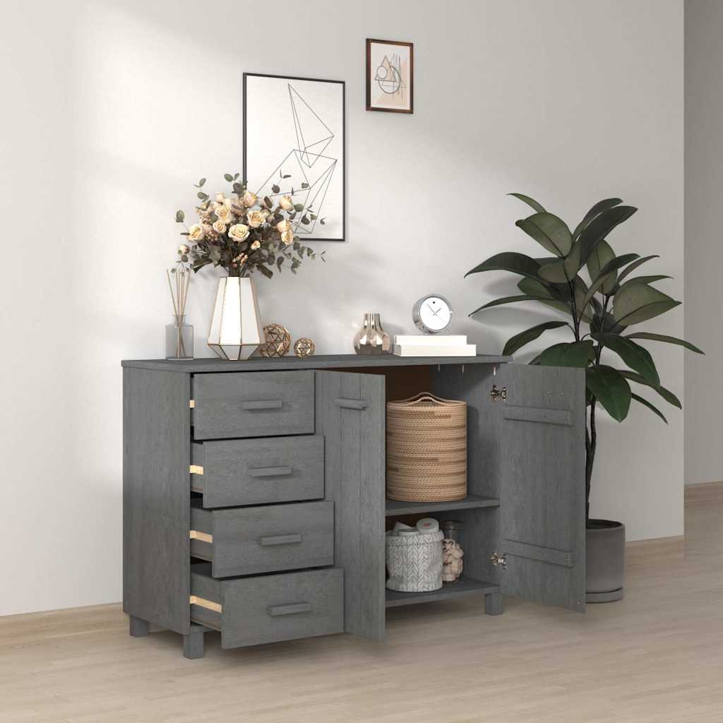 vidaXL Sideboard "HAMAR" Dark Grey 113x40x80 cm Solid Wood Pine