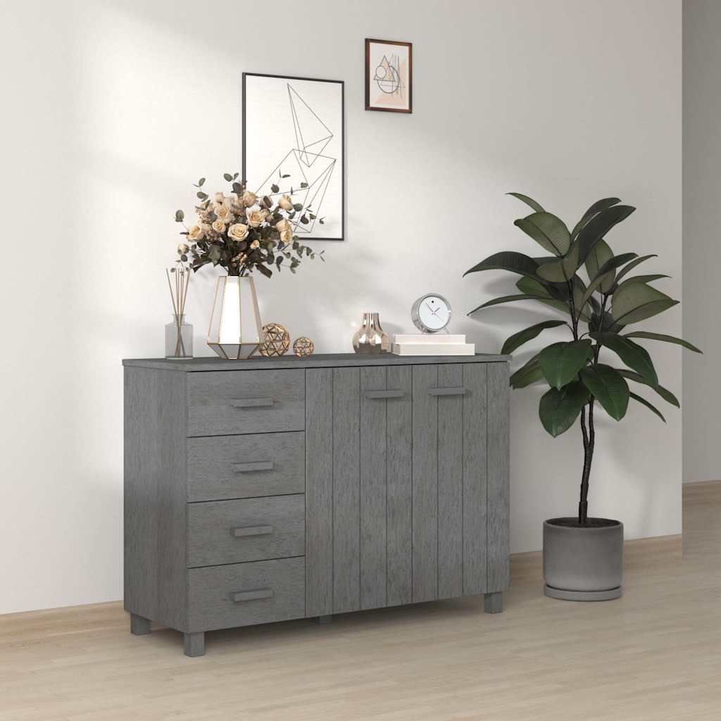 vidaXL Sideboard "HAMAR" Dark Grey 113x40x80 cm Solid Wood Pine