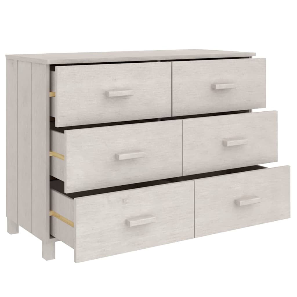 vidaXL Sideboard "HAMAR" White 113x40x80 cm Solid Wood Pine
