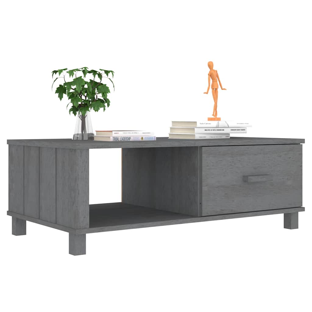 vidaXL Coffee Table "HAMAR" Dark Grey 100x55x35 cm Solid Wood Pine