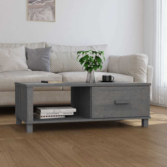 vidaXL Coffee Table "HAMAR" Dark Grey 100x55x35 cm Solid Wood Pine