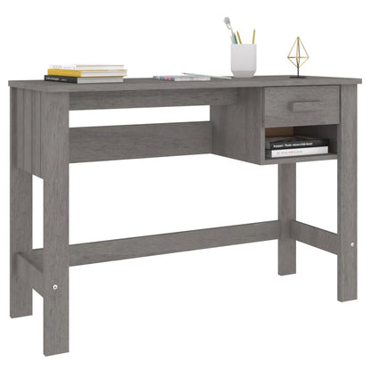 vidaXL Desk HAMAR Light Grey 110x40x75 cm Solid Wood Pine