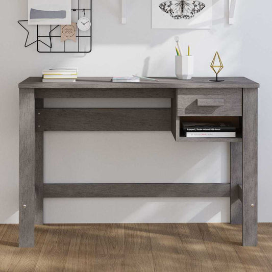 vidaXL Desk "HAMAR" Light Grey 110x40x75 cm Solid Wood Pine