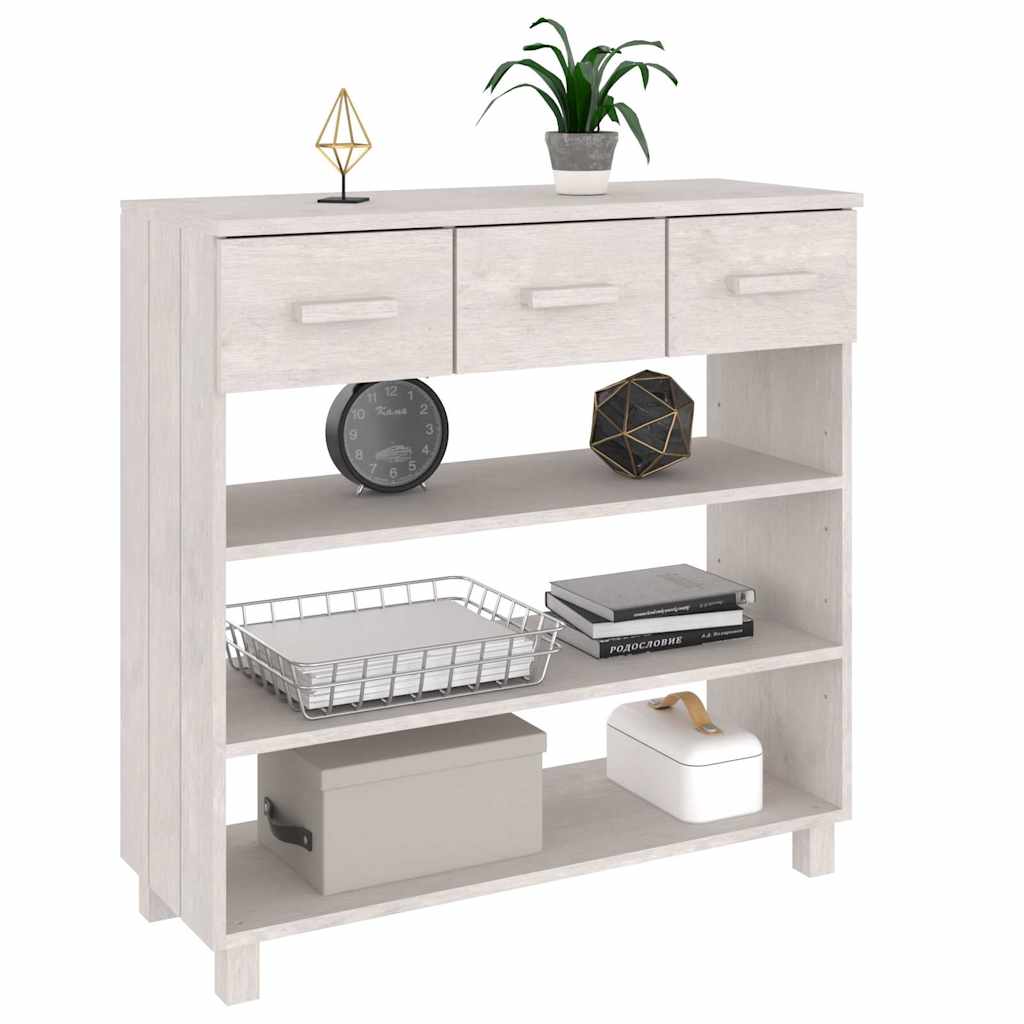 vidaXL Console Table "HAMAR" White 90x35x90 cm Solid Wood Pine