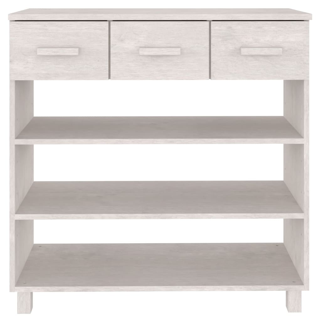 vidaXL Console Table HAMAR White 90x35x90 cm Solid Wood Pine