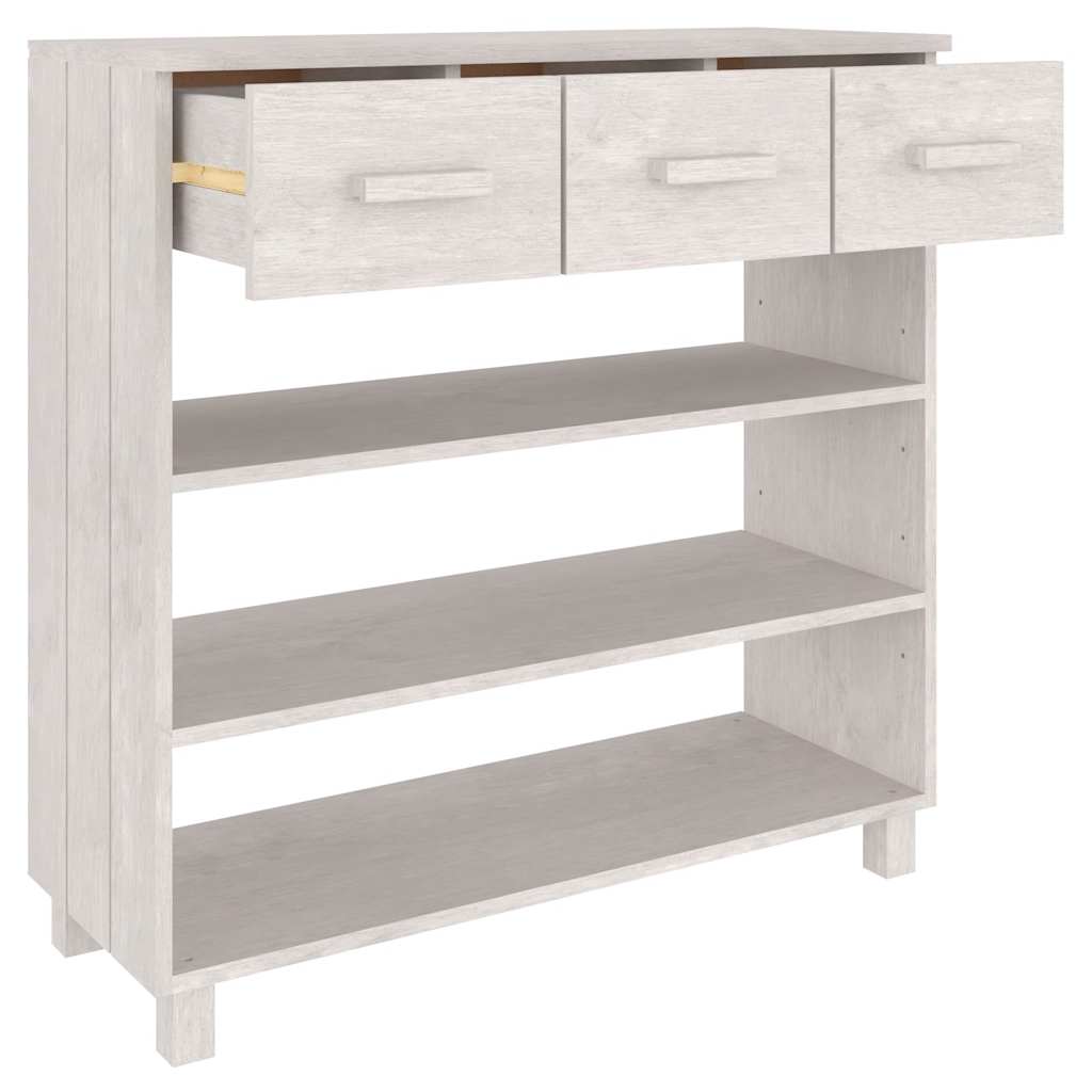 vidaXL Console Table "HAMAR" White 90x35x90 cm Solid Wood Pine