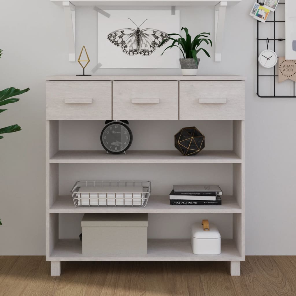 vidaXL Console Table HAMAR White 90x35x90 cm Solid Wood Pine