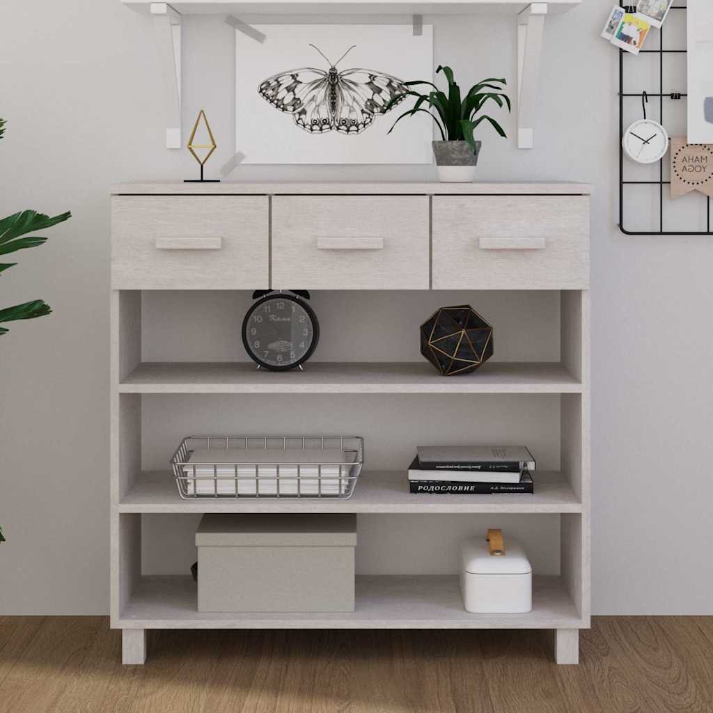 vidaXL Console Table "HAMAR" White 90x35x90 cm Solid Wood Pine