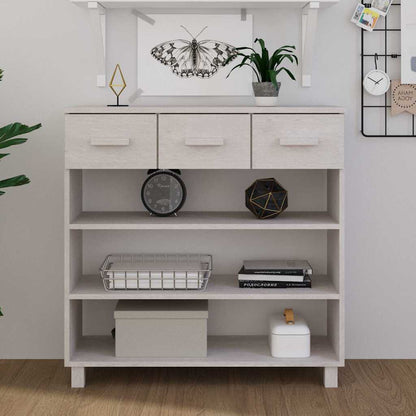 vidaXL Console Table "HAMAR" White 90x35x90 cm Solid Wood Pine