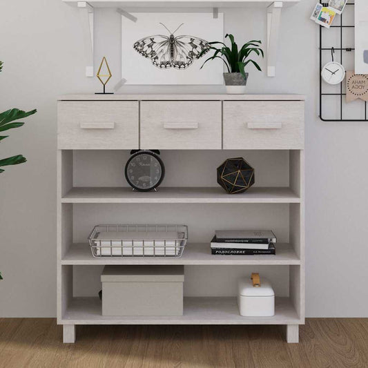 vidaXL Console Table "HAMAR" White 90x35x90 cm Solid Wood Pine