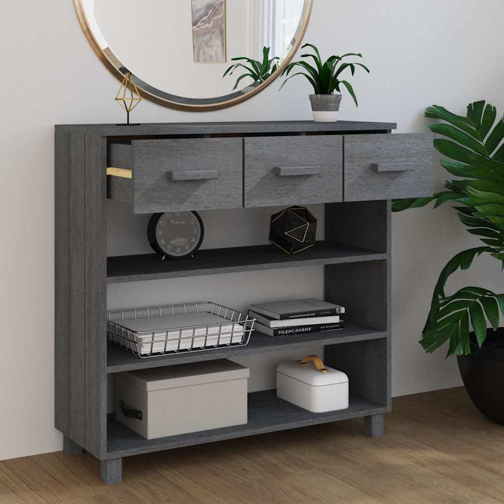 vidaXL Console Table "HAMAR" Dark Grey 90x35x90 cm Solid Wood Pine
