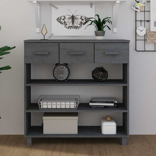 vidaXL Console Table "HAMAR" Dark Grey 90x35x90 cm Solid Wood Pine