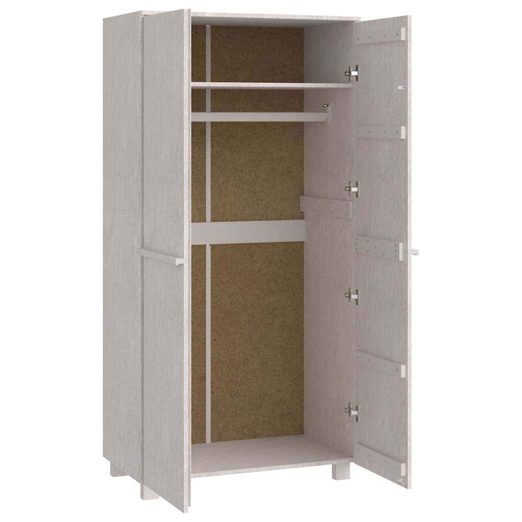 vidaXL Wardrobe "HAMAR" White 89x50x180 cm Solid Wood Pine