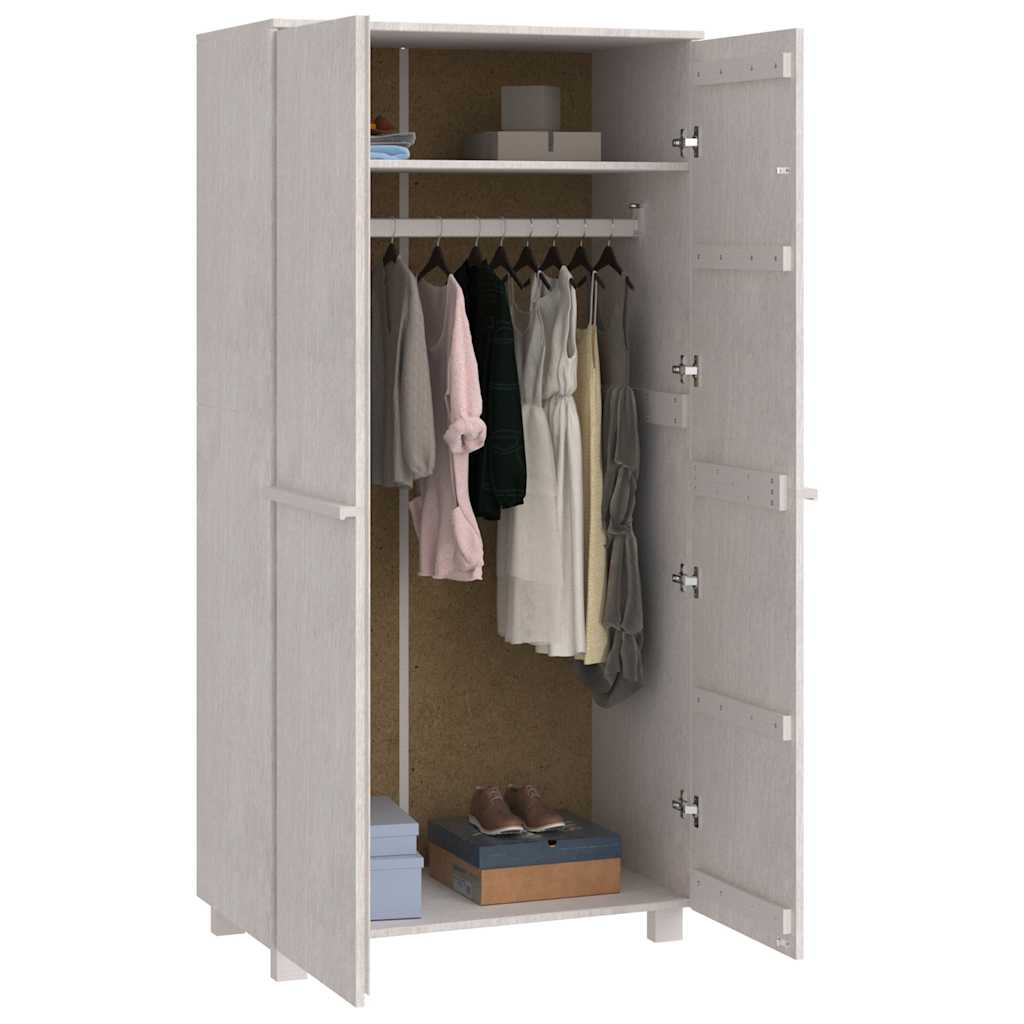 vidaXL Wardrobe "HAMAR" White 89x50x180 cm Solid Wood Pine