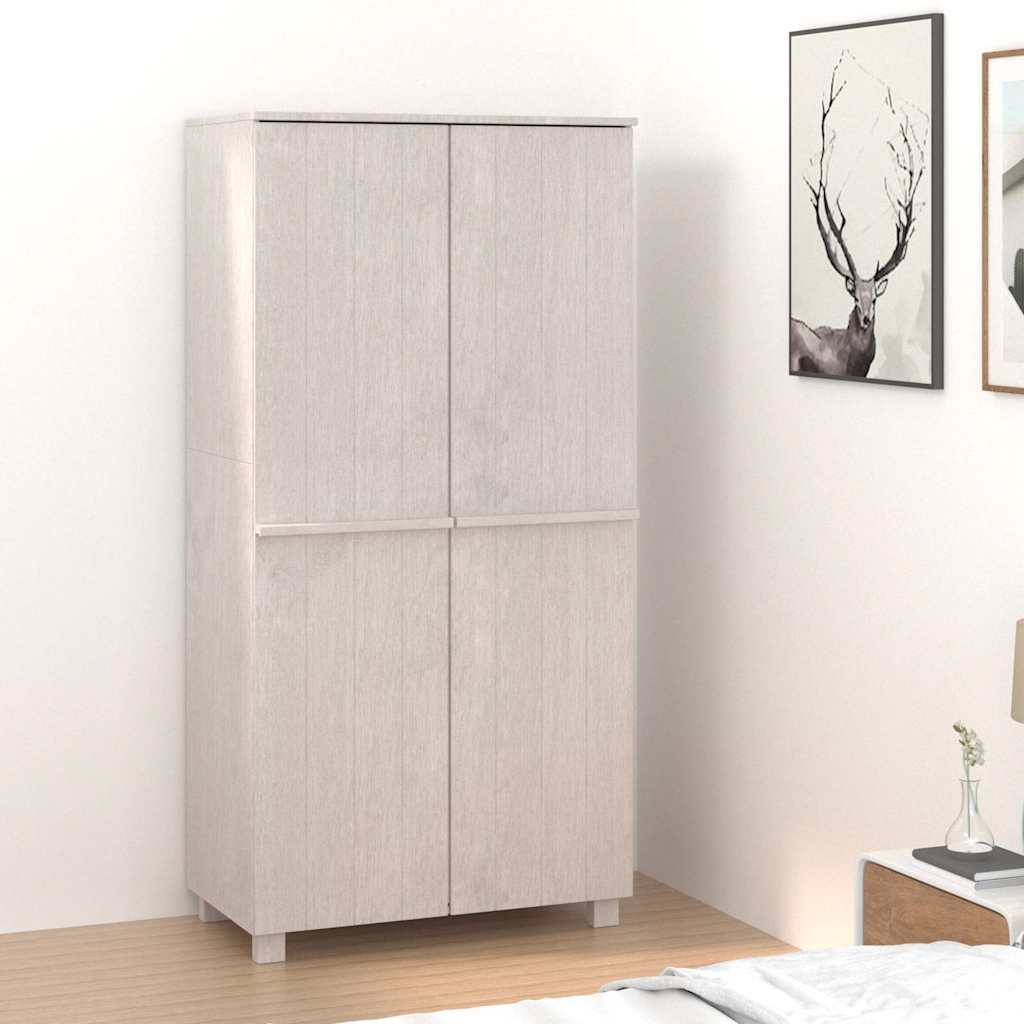 vidaXL Wardrobe "HAMAR" White 89x50x180 cm Solid Wood Pine