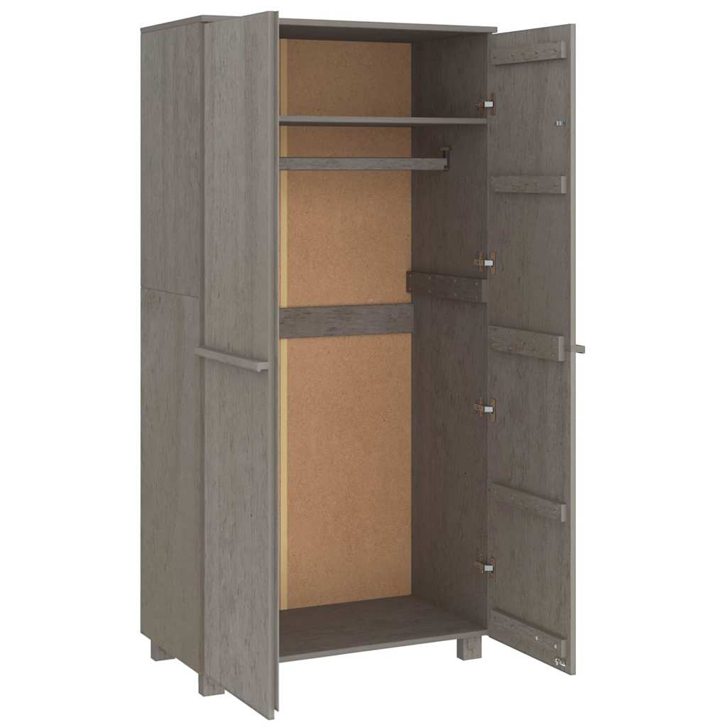 vidaXL Wardrobe "HAMAR" Light Grey 89x50x180 cm Solid Wood Pine