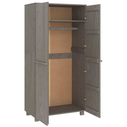 vidaXL Wardrobe "HAMAR" Light Grey 89x50x180 cm Solid Wood Pine